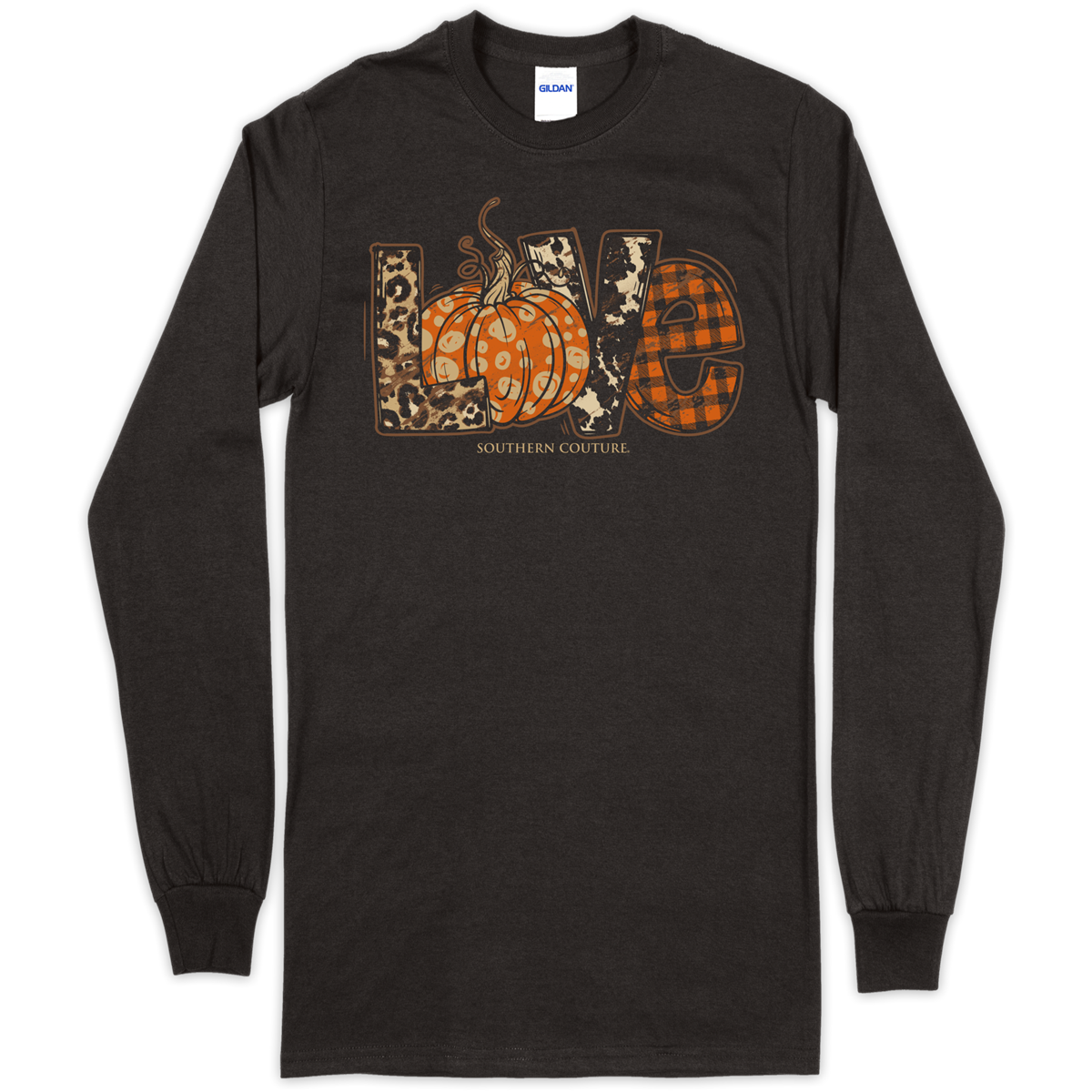 Southern Couture Pattern Love Pumpkin Fall Soft Long Sleeve T-Shirt