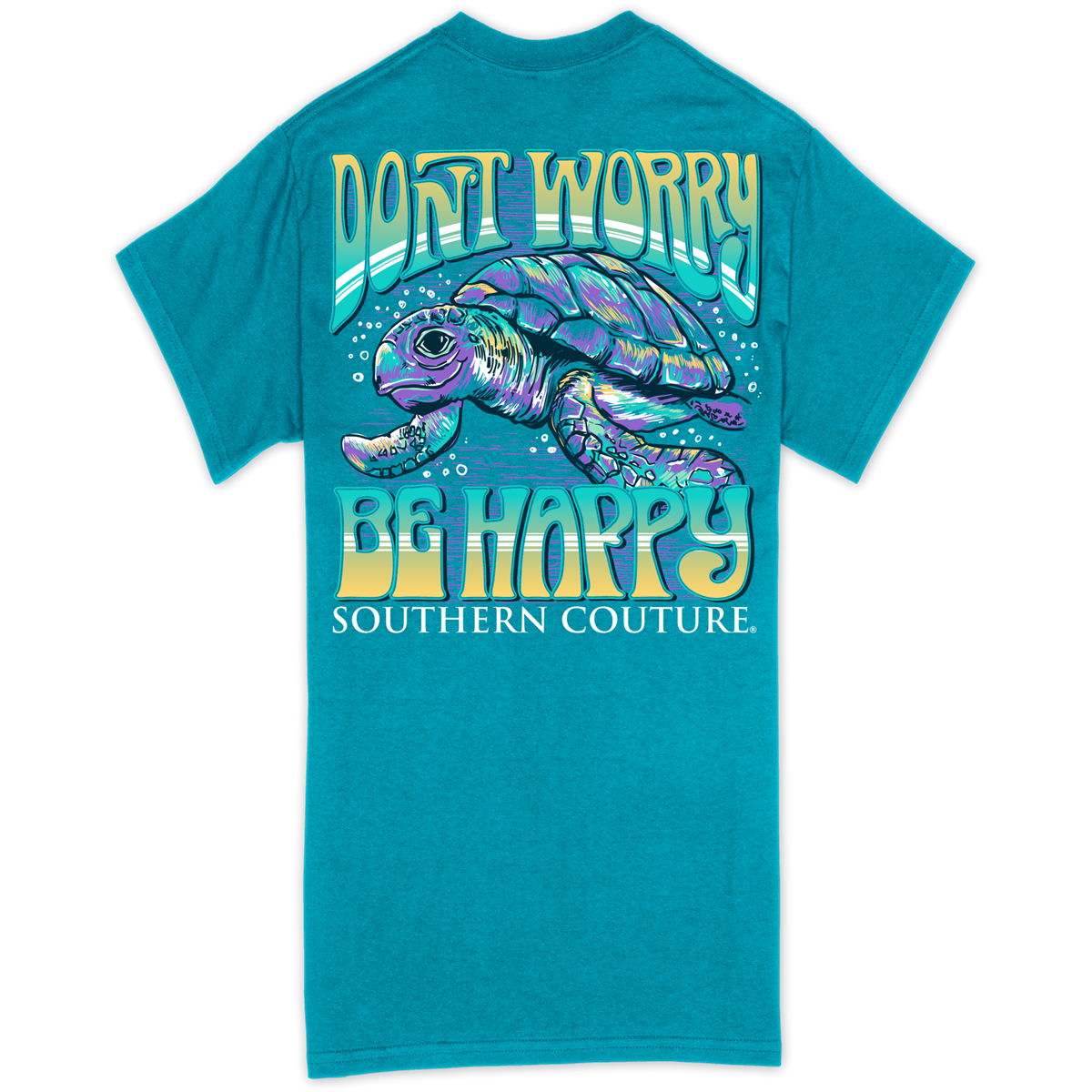 Southern Couture Classic Don't Worry Be Happy Turtle T-Shirt