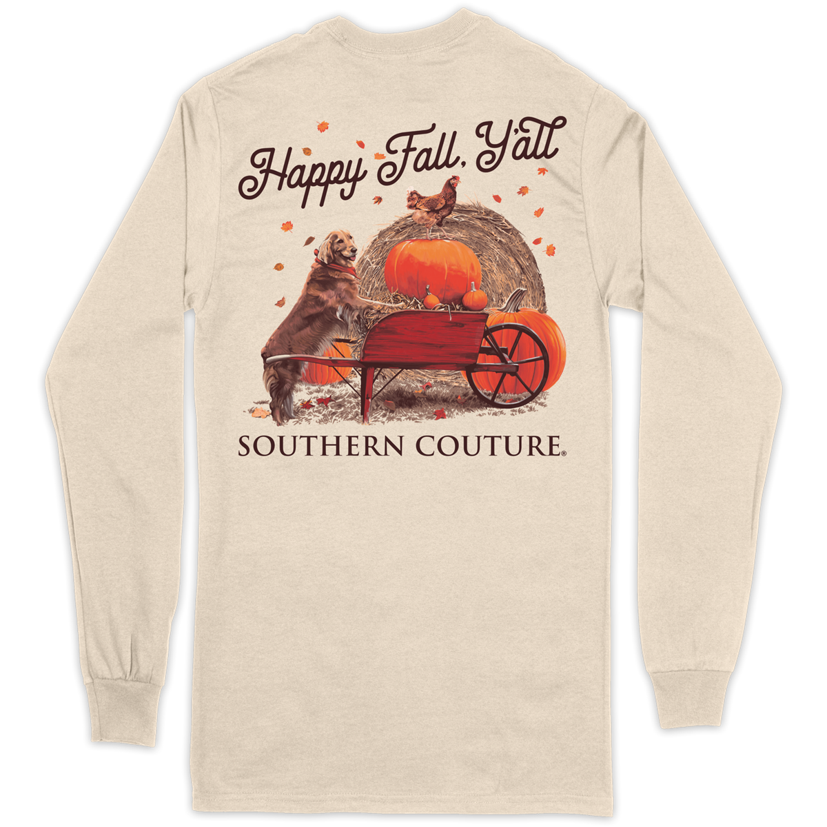 Sale Southern Couture Classic Happy Fall Chicken Pumpkins Long Sleeve T-Shirt