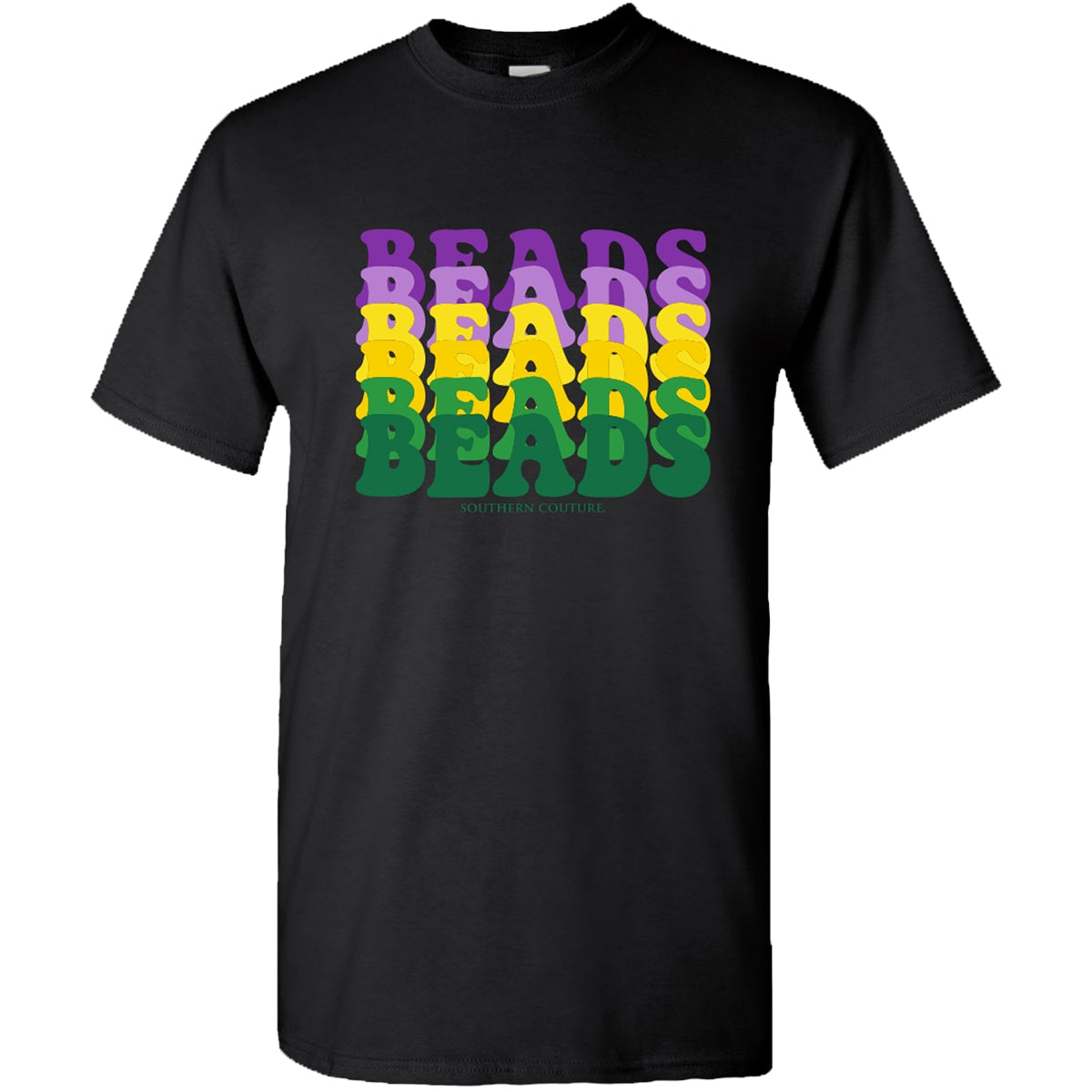 Southern Couture Soft Collection Beads Mardi Gras T-Shirt