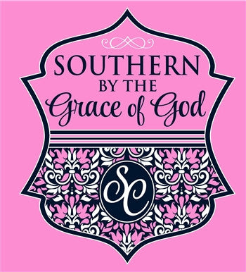 Southern Couture Preppy Southern By The Grace of God Girlie Bright T Shirt - SimplyCuteTees