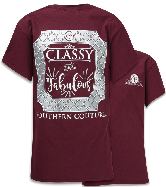 Southern Couture Preppy Classy &amp; Fabulous Maroon T-Shirt - SimplyCuteTees