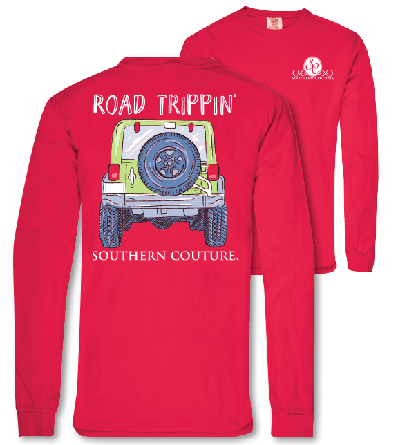 Southern Couture Road Trippin Jeep Comfort Colors Long Sleeve T-Shirt - SimplyCuteTees