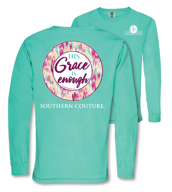 Southern Couture Grace is Enough Comfort Colors Long Sleeve T-Shirt