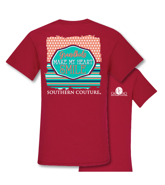 Southern Couture Preppy Grandkids Make My Heart Smile T-Shirt - SimplyCuteTees