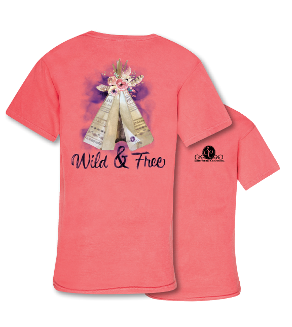 Southern Couture Wild & Free Tepee Comfort Colors T-Shirt - SimplyCuteTees