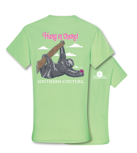 SALE Southern Couture Hang in There Sloth Girlie Bright T Shirt