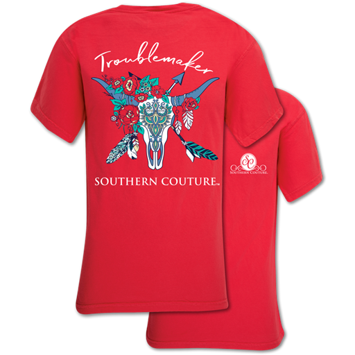 Southern Couture Troublemaker Skull Comfort Colors T-Shirt