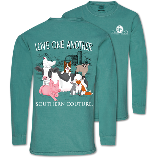 Sale Southern Couture Love One Another Animal Comfort Colors Long Sleeve T-Shirt