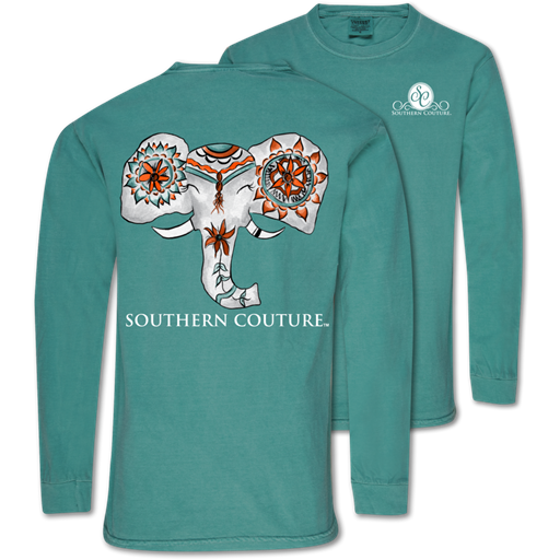 Southern Couture Painted Elephant Comfort Colors Long Sleeve T-Shirt