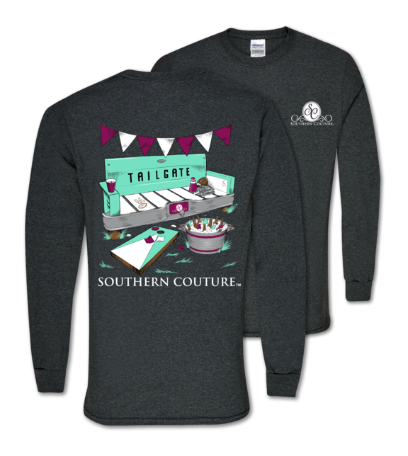 Sale Southern Couture Preppy Tailgate Bench Fall Long Sleeve T-Shirt