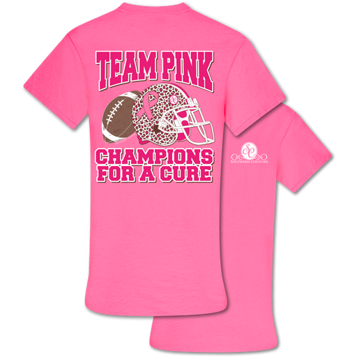 Southern Couture Preppy Team Pink Football Cure Cancer T-Shirt