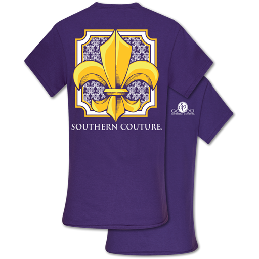 Southern Couture Classic Preppy Fleur De Lis Purple T-Shirt