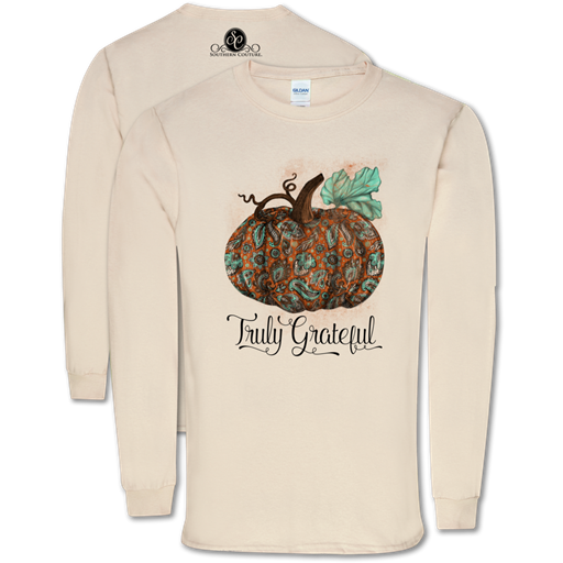 Southern Couture Classic Grateful Pumpkin Long Sleeve T-Shirt