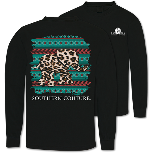 Southern Couture Leopard Elephant Comfort Colors Long Sleeve T-Shirt
