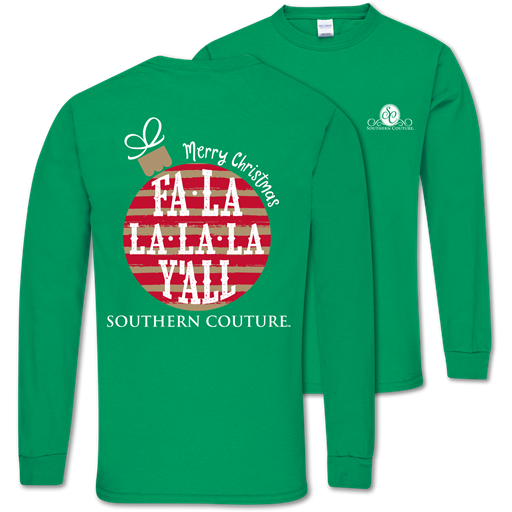 SALE Southern Couture Classic Fa La La Y'All Holiday Long Sleeve T-Shirt