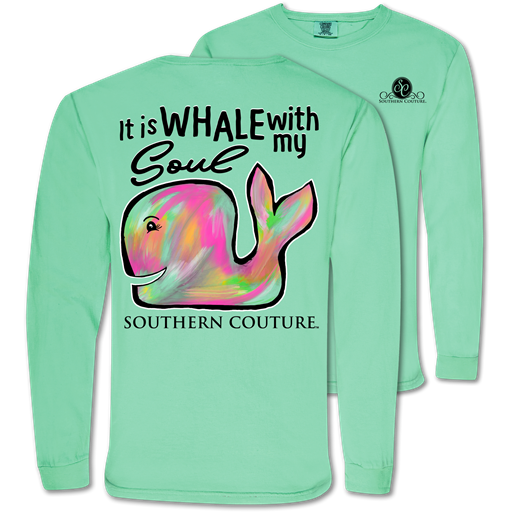 Sale Southern Couture Whale With My Soul Comfort Colors Long Sleeve T-Shirt