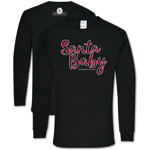 SALE Southern Couture Soft Collection Santa Baby Holiday Long Sleeve T-Shirt