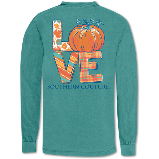 SALE Southern Couture Love Pumpkin Fall Comfort Colors Long Sleeve T-Shirt