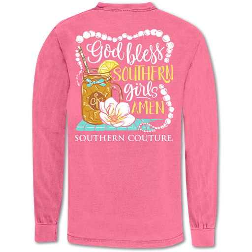 SALE Southern Couture God Bless Southern Girls Comfort Colors Long Sleeve T-Shirt