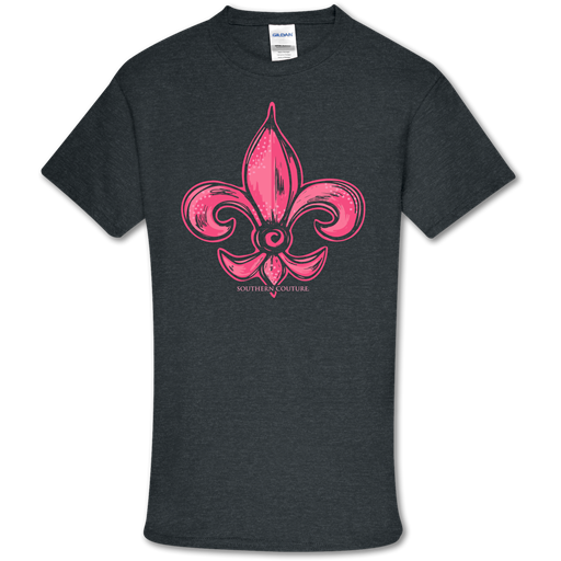 Southern Couture Soft Collection Pink Fleur De Lis T-Shirt