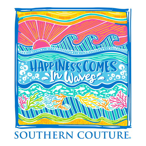 Southern Couture Happiness Comes in Waves Comfort Colors T-Shirt