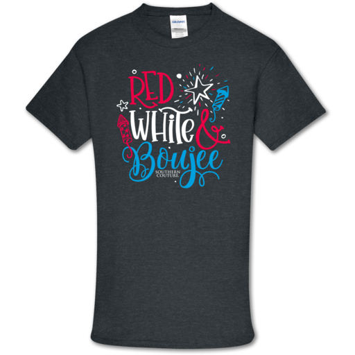 Southern Couture Soft Collection Red, White & Boujee front print T-Shirt
