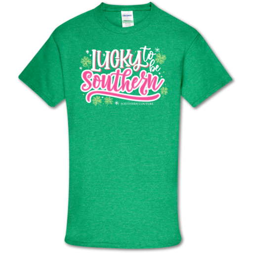 Southern Couture Soft Collection Lucky to be Southern Irish front print T-Shirt
