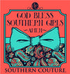 Sale Southern Couture God Bless Southern Girls Amen Pattern Bow Comfort Colors Red Orange Girlie Bright T Shirt