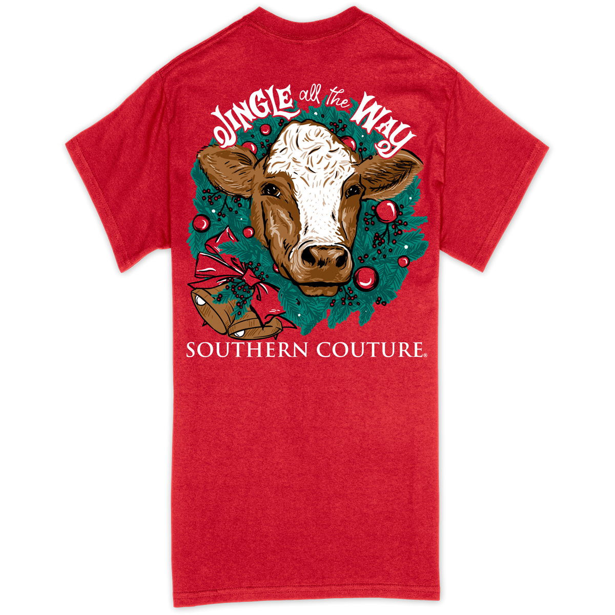 Southern Couture Classic Jingle all the Way Cow Holiday T-Shirt