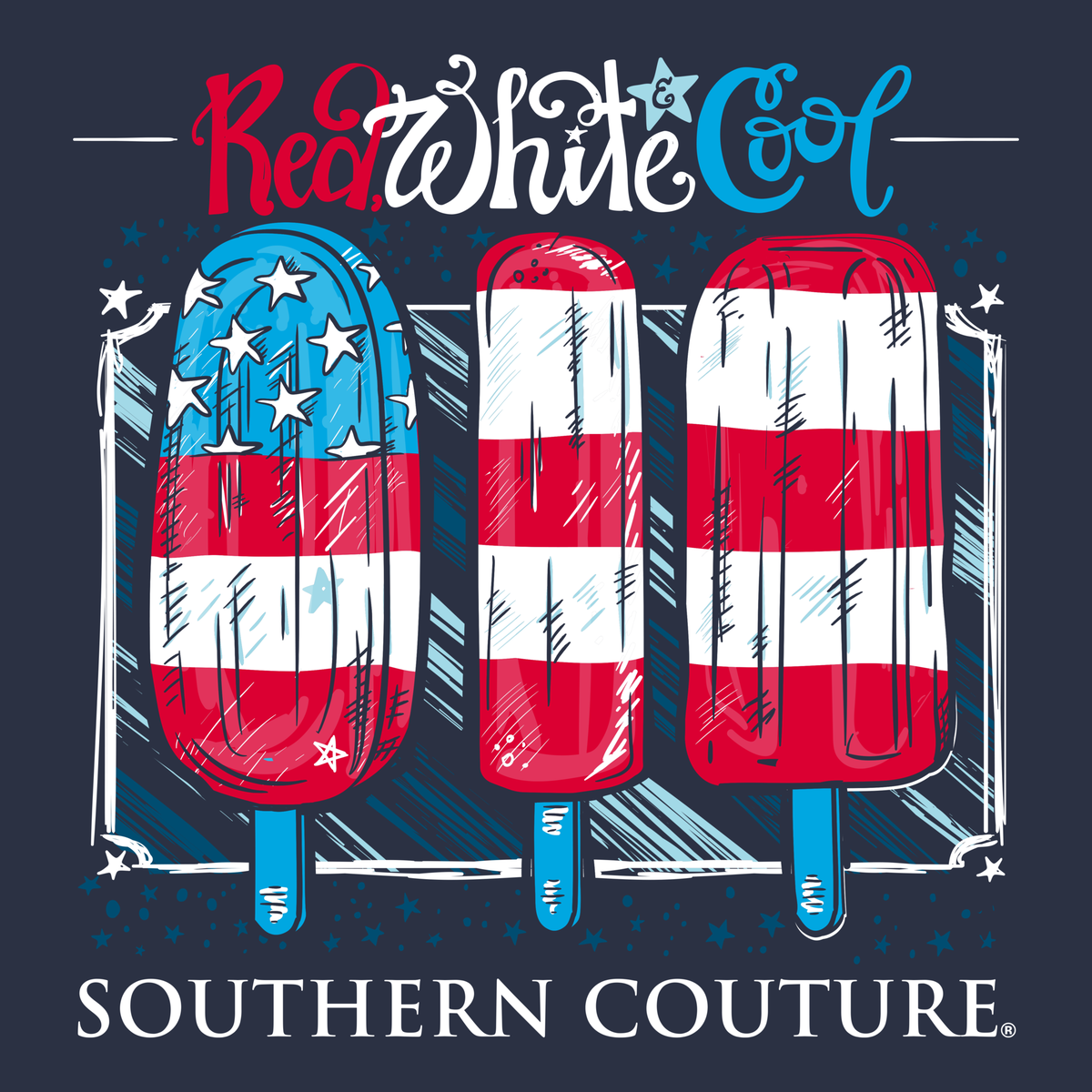Southern Couture Classic Red, White &amp; Cool USA T-Shirt