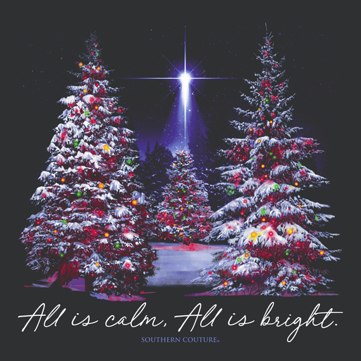 Southern Couture Christmas All Is Calm Raglan Long Sleeve T-Shirt