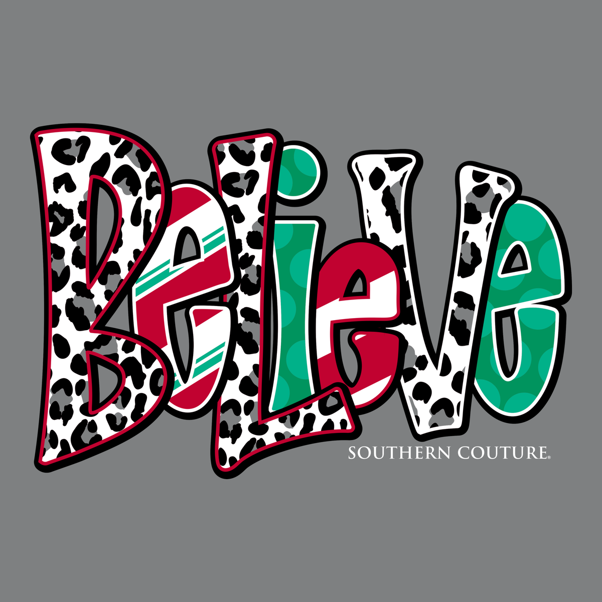 Southern Couture Christmas Believe Raglan Long Sleeve T-Shirt