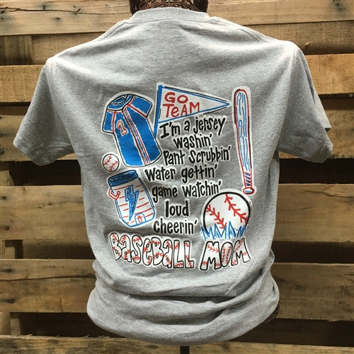 Southern Chics Funny Baseball Mom 4 Sweet Girlie Gray Bright T Shirt Small