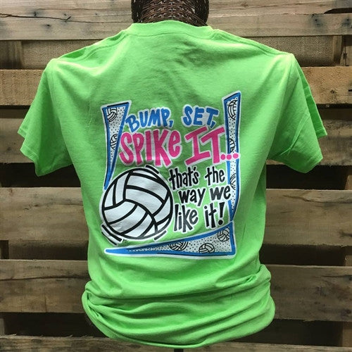 Southern Chics Funny Bump Spike Volleyball Lime Girlie Bright T Shirt