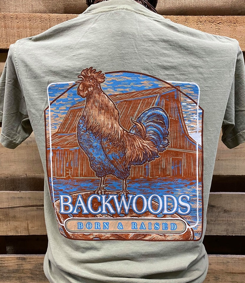 Backwoods Born & Raised Rooster Country Comfort Colors Bright Unisex T Shirt