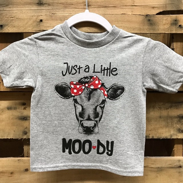 Southern Chics Funny Just a Little Moody Bandana Cow Toddler Youth Bright T Shirt