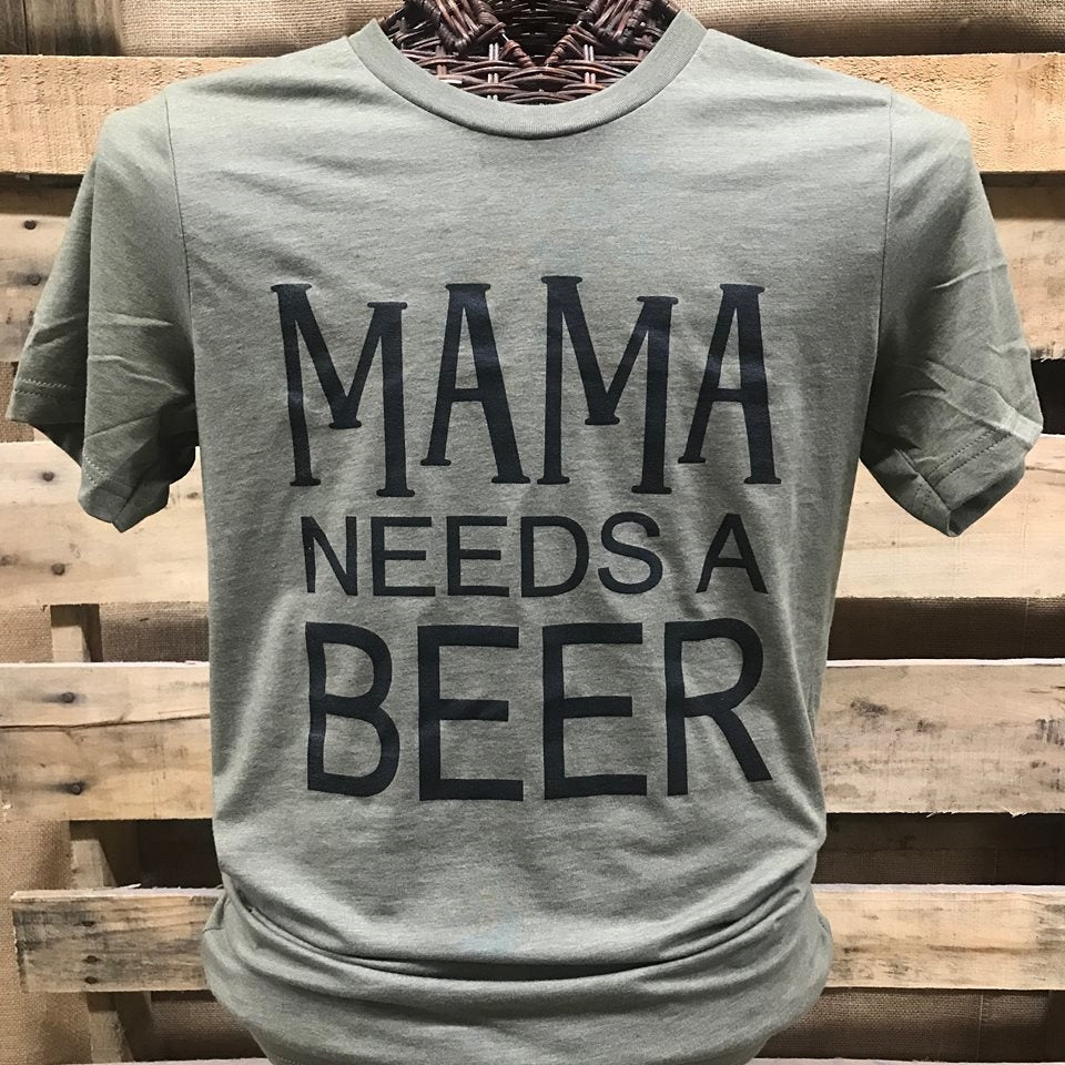 Southern Chics Mama Needs a Beer Mom Canvas Girlie Bright T Shirt