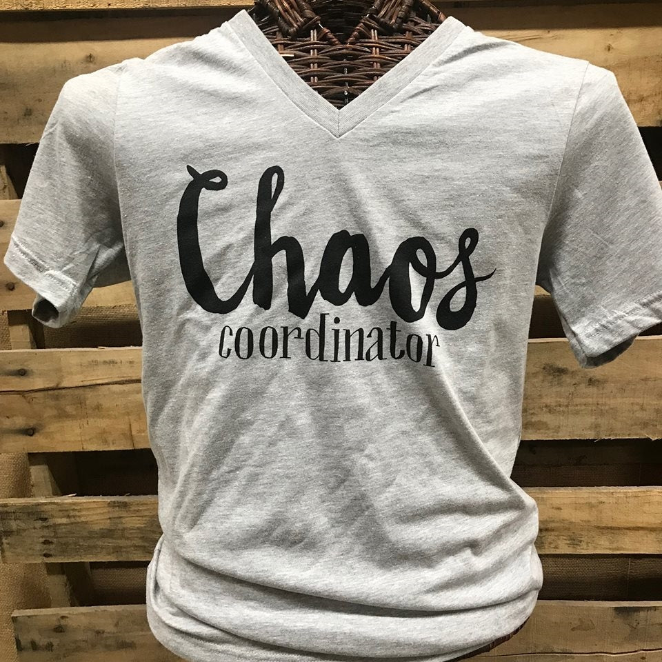SALE Southern Chics Apparel Chaos Coordinator V-Neck Canvas Girlie Bright T Shirt