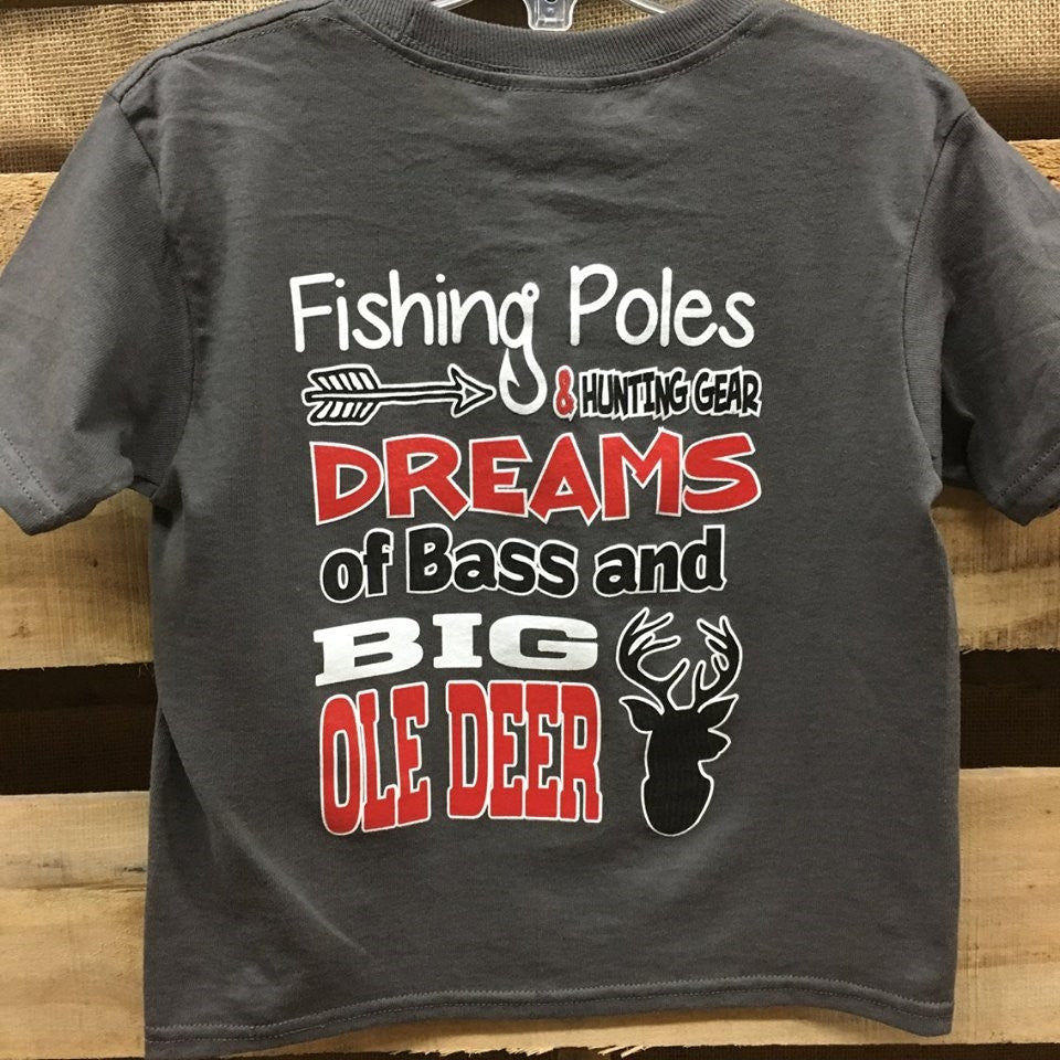 Backwoods Fishing and Hunting Dreams Deer Bright Unisex Toddler Youth T Shirt - SimplyCuteTees