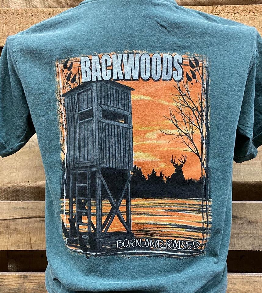 Backwoods Born & Raised Shooting House Deer Stand Country Comfort Colors Unisex T Shirt
