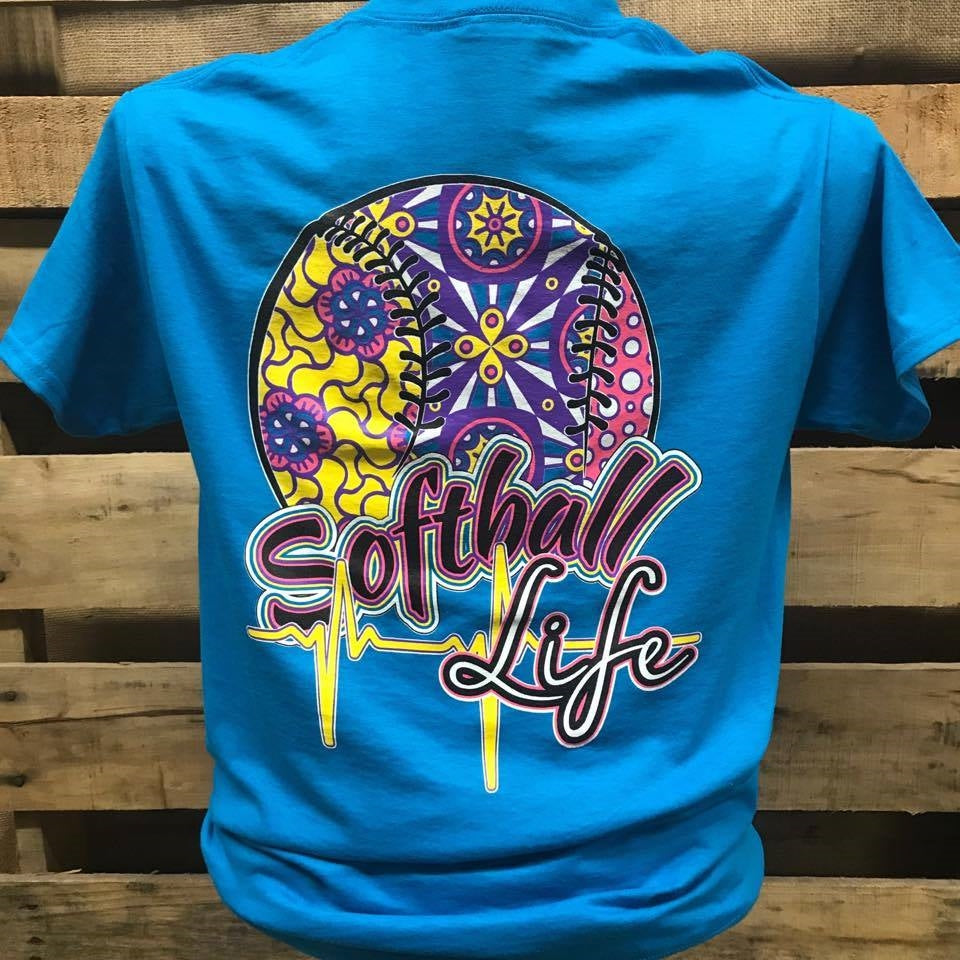 Southern Chics Softball Life Sports Girlie Bright T Shirt