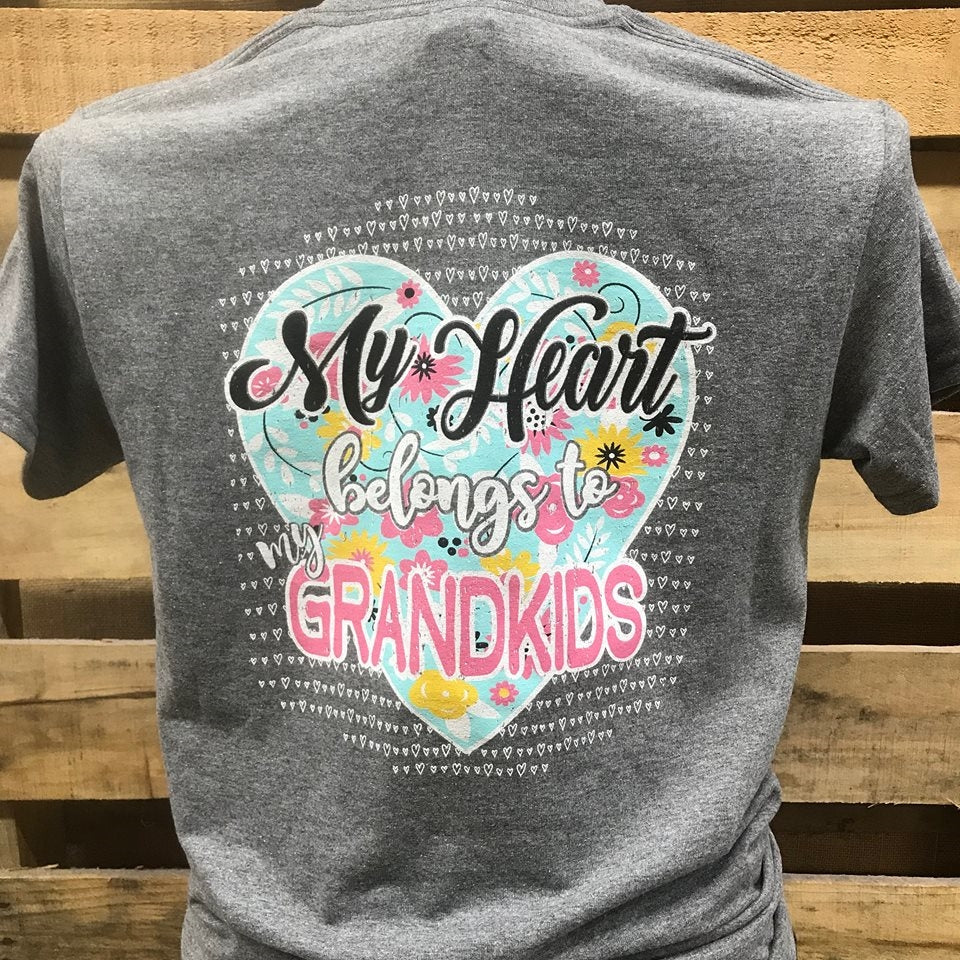 Southern Chics My Heart Belongs to Grandkids Nana Mimi Grandma Girlie Bright T Shirt