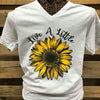 Southern Chics Live a Little Sunflower Canvas V-Neck T Shirt