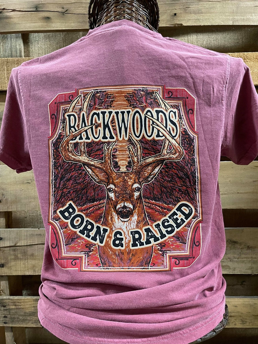 Backwoods Born & Raised Deer Comfort Colors Unisex Bright T Shirt