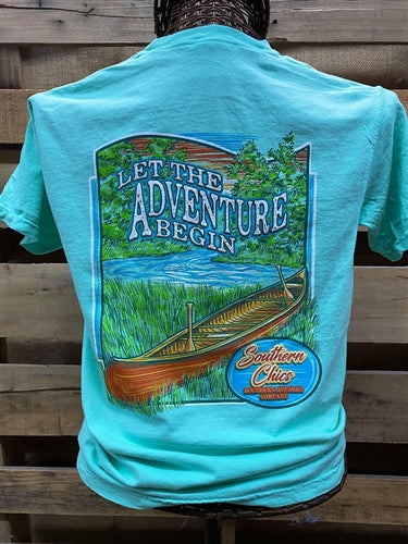 Southern Chics Let the Adventure Begin Canoe Comfort Colors Girlie Bright T Shirt