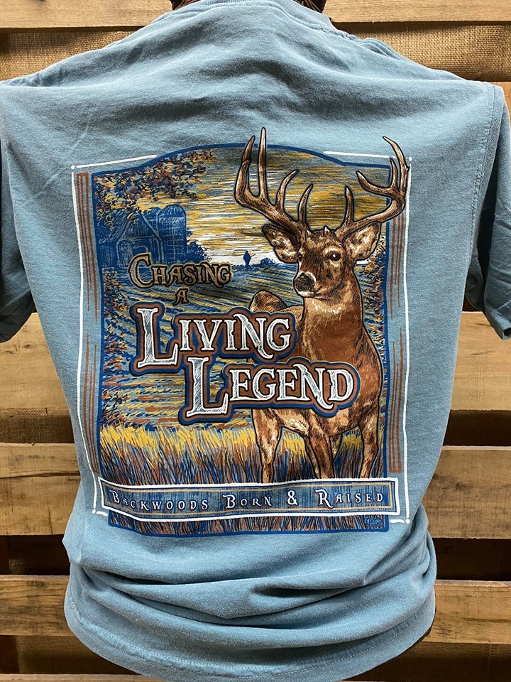 Backwoods Born & Raised Chasing a Living Legend Deer Hunting Comfort Colors Unisex T Shirt
