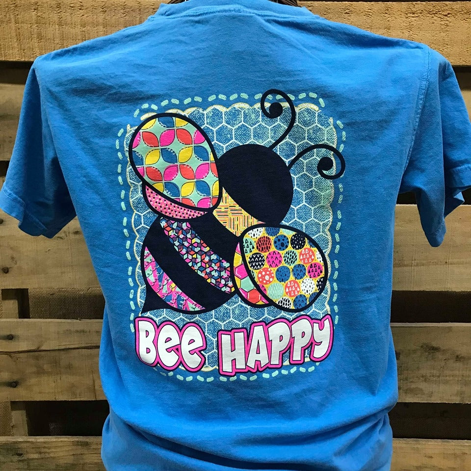Southern Chics Bee Happy Girlie Bright T Shirt