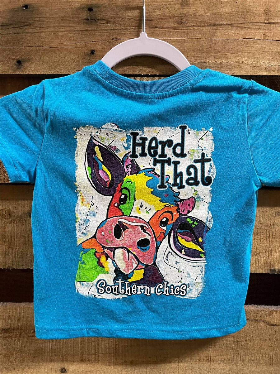 Southern Chics Herd That Watercolor Cow Toddler Youth Bright T Shirt