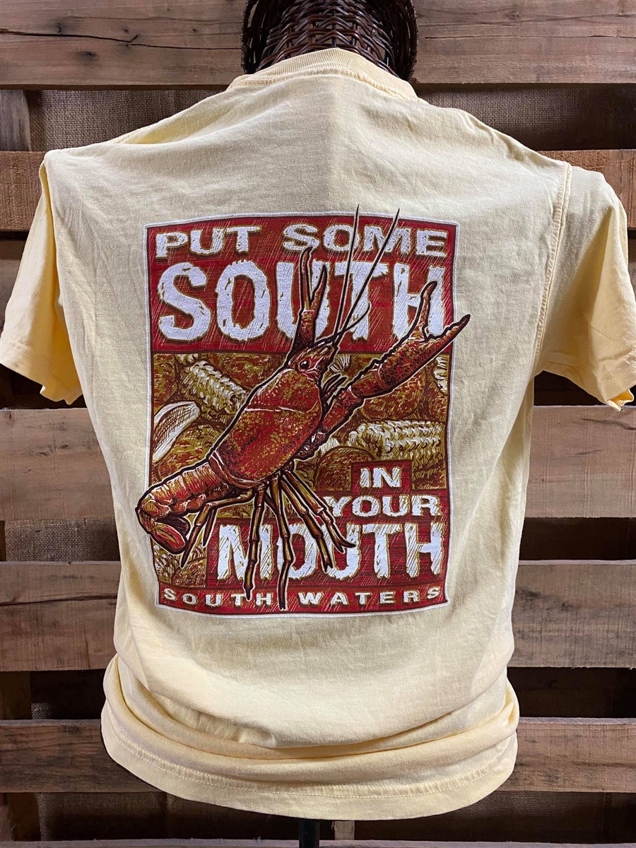 South Waters Put Some South in Your Mouth Crawfish Comfort Colors Bright Unisex T Shirt
